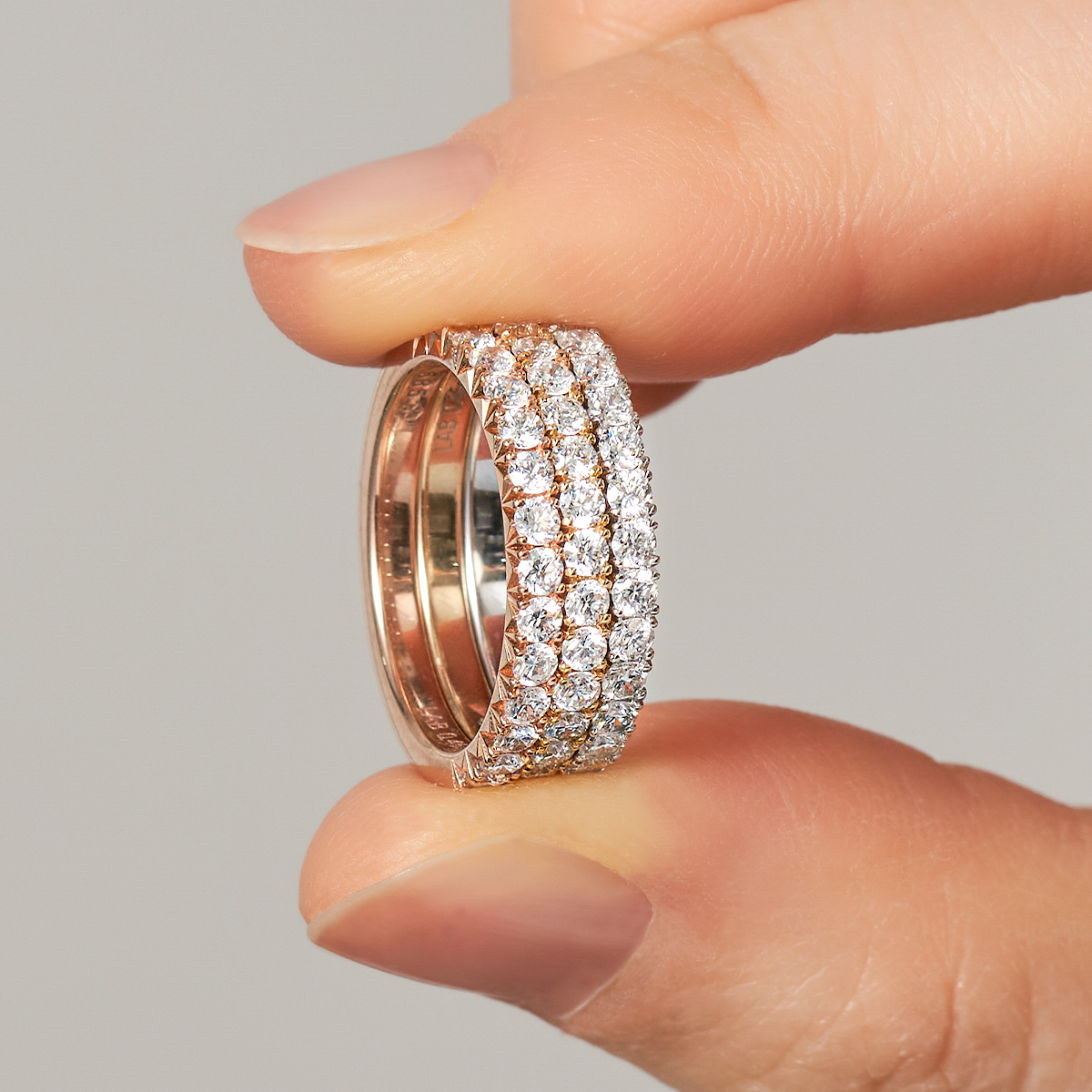 랩다이아몬드 삼색 하프 이터너티 피쉬테일 반지(2.0mm) 트리플 링