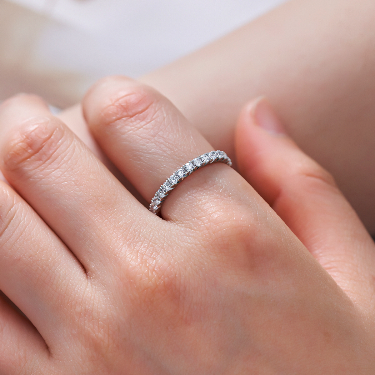 랩다이아몬드 삼색 하프 이터너티 피쉬테일 반지(2.0mm) 트리플 링