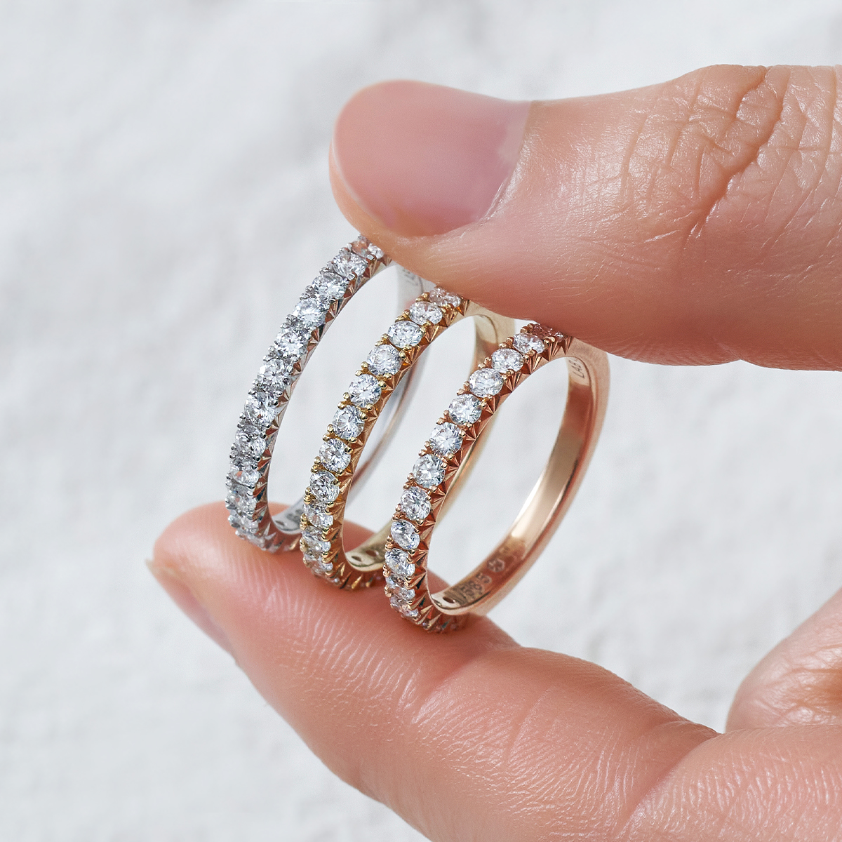 천연 다이아몬드 하프 이터너티 피쉬테일 반지 (2.0mm)