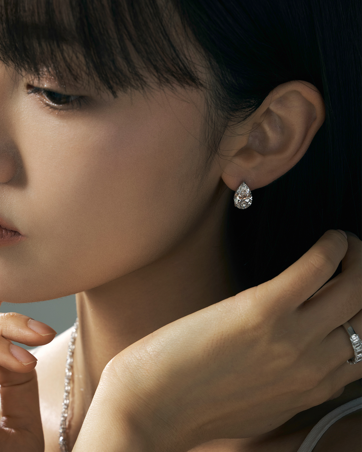 3캐럿 랩다이아몬드 물방울컷 귀걸이