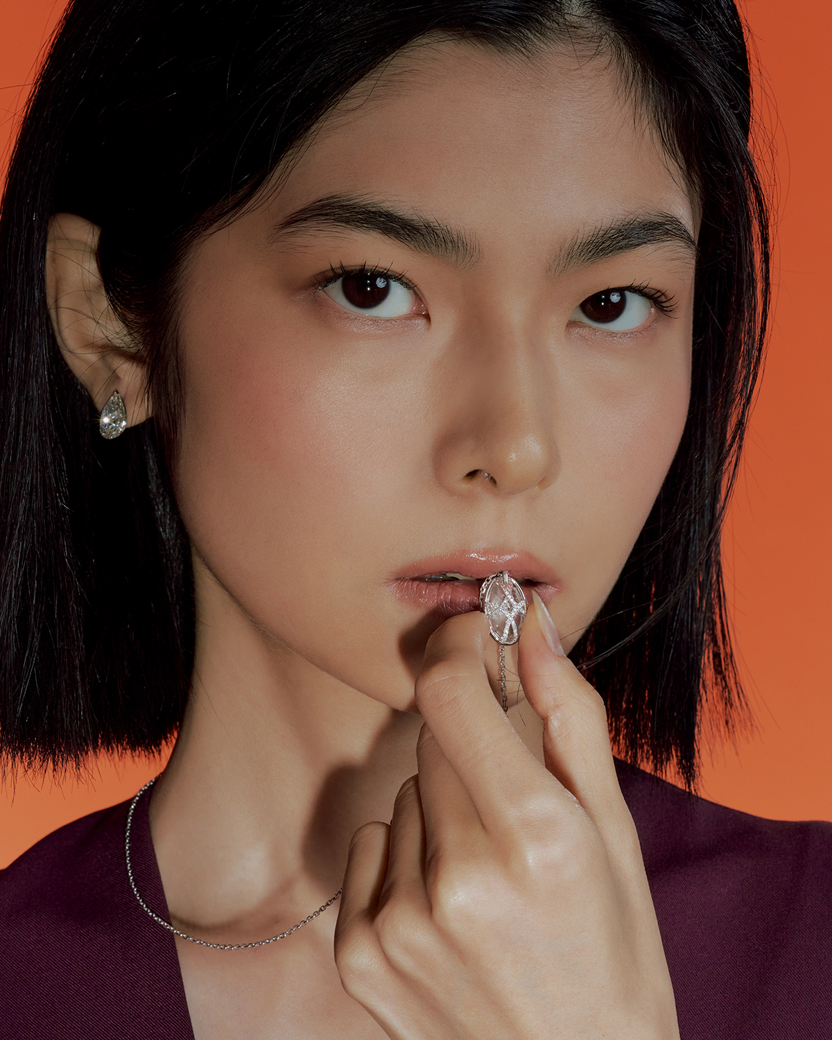 랩다이아몬드 오벌컷 베젤 7캐럿 리버서블 목걸이